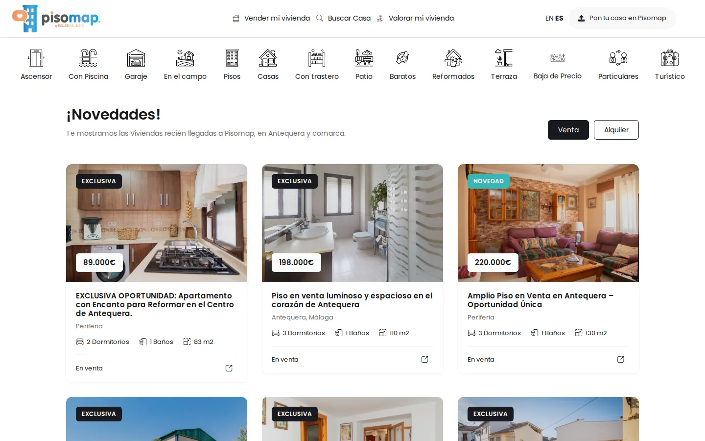Portada de pisomap.es, una web inmobiliaria hecha por nosotros